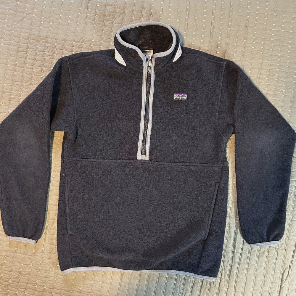 Patagonia Gorpcore Synchilla Fleece Quarter Zip‎ Boys M 10 Black Cabin Core